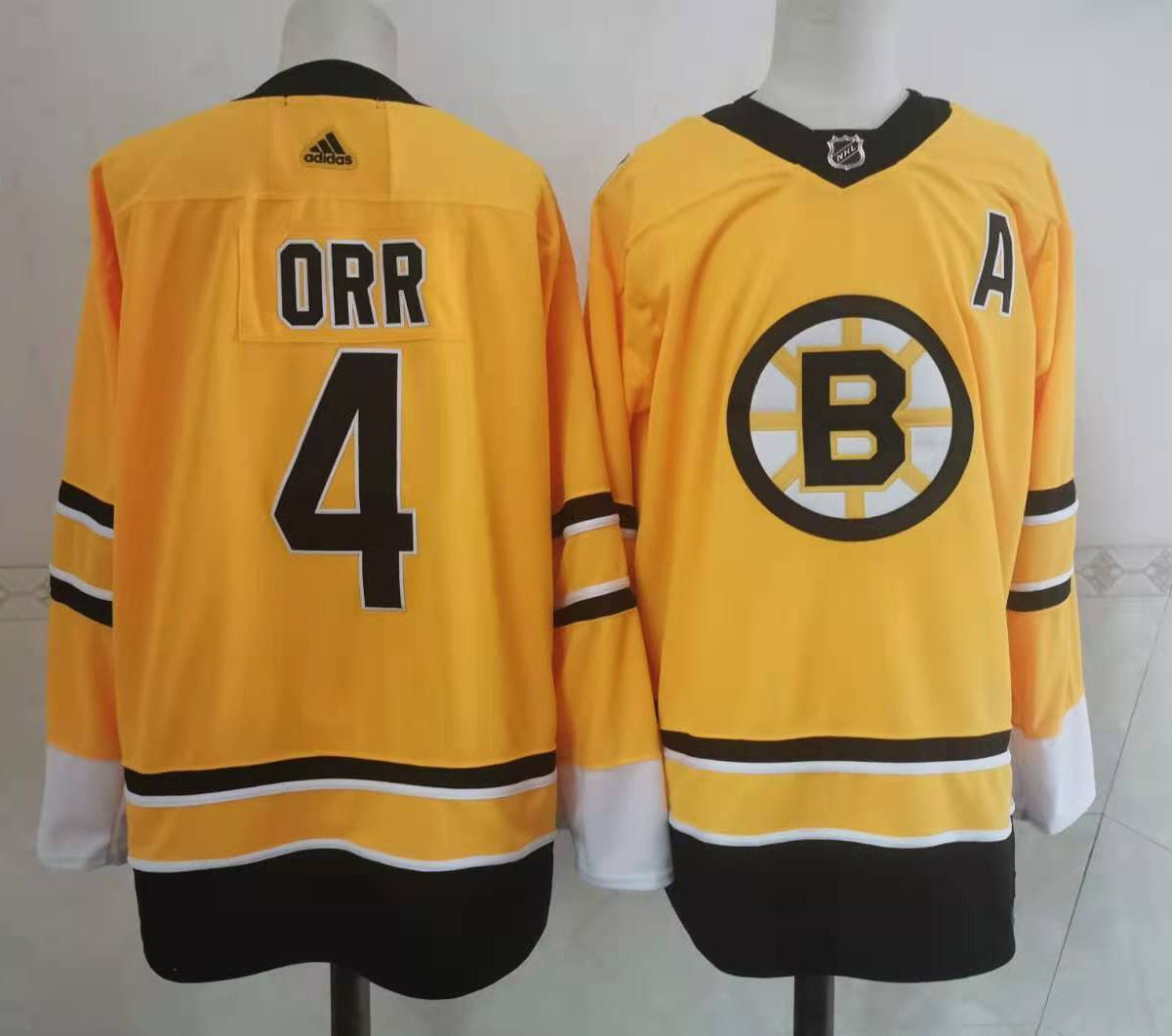 Cheap Adidas Men Boston Bruins 4 Orr Authentic Stitched yellow NHL Jersey